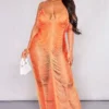 Shape Robe Longue Orange Vif Détail Franges