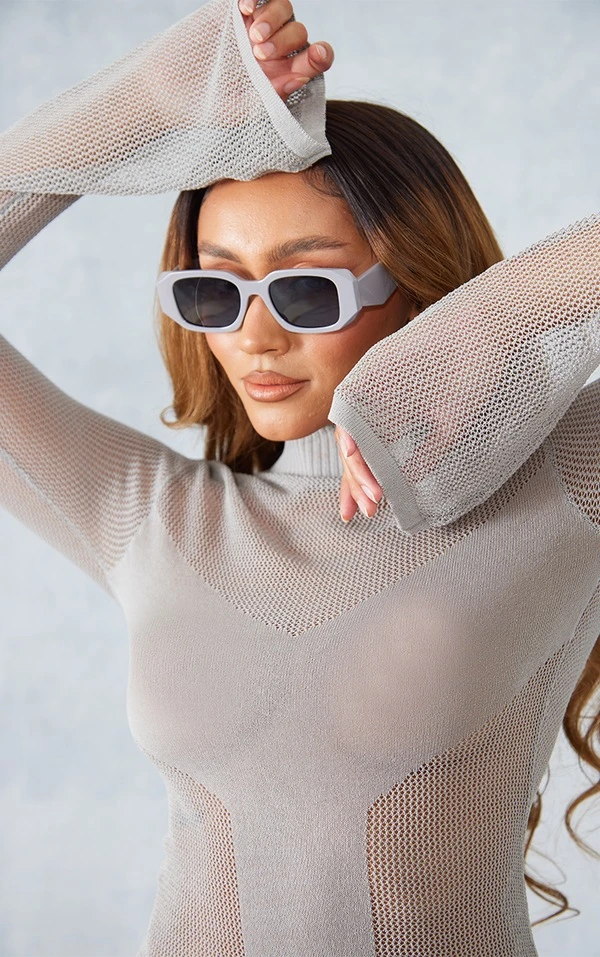 Shape Robe Moulante En Maille Tricot Gris Pierre à Parties Contrastantes 4 Shape Robe Moulante En Maille Tricot Gris Pierre à Parties Contrastantes – Image 4