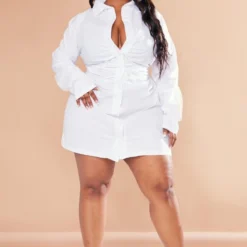 Zero Plus Robe Chemise Froncée En Popeline Blanche -Promos Jupe Éthérée Boutique 81ed85da3cdba38dfd01c807c5717e09b4abf906 cnc7368 3