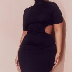 Plus Robe Moulante Noire à Col Montant Et Côtés Découpés -Promos Jupe Éthérée Boutique 824911377d7368fee2fb2bce2d2bdc0d5793c993 cmy4243 4