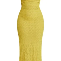 Plus Robe Longue Texturée Chartreuse à Col Bénitier -Promos Jupe Éthérée Boutique 831be564f3ff312c24aa4749e912f066d4c1c3bb cmy4397 6