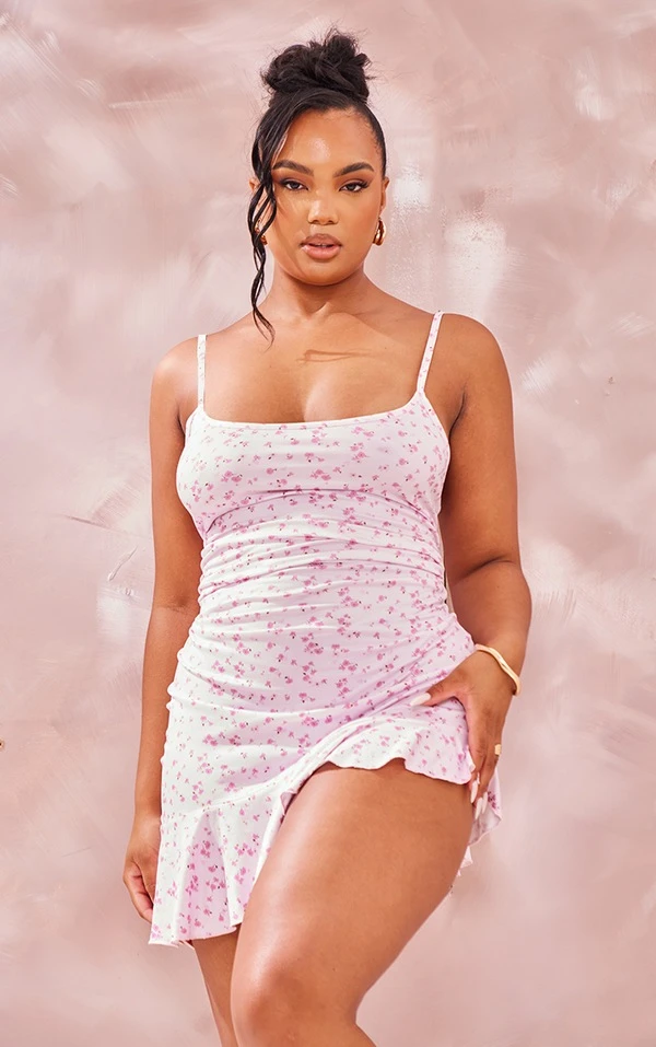 Plus Robe De Plage Fleurie Rose Tendre à Dos Lacé 2 Plus Robe De Plage Fleurie Rose Tendre à Dos Lacé – Image 2