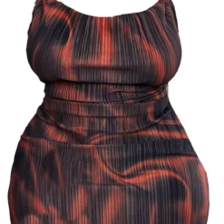 Plus Robe Moulante Satinée Plissée Chocolat à Imprimé Tourbillons Et Col Bénitier -Promos Jupe Éthérée Boutique 83bfe3cdd70e5d0e8e5770d2f6bfa9b3c73558f5 cnc9753 5