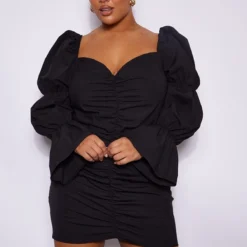 Plus Robe Moulante Noire à Manches Bouffantes Et Fronces Devant -Promos Jupe Éthérée Boutique 83eb68e9da7dce016f6cf9eb32906a975f3f7da7 cna7430 3