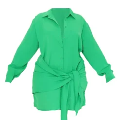 Plus Robe Chemise Vert Vif à Nouer Devant -Promos Jupe Éthérée Boutique 85485195616bab9298e461b73ae431dcce1883e5 cmw4104 6