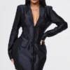 Shape Robe Blazer Satinée Noire Détail Corset