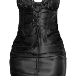 Shape Robe Corset Moulante Satinée Froncée Noire à Oeillets -Promos Jupe Éthérée Boutique 8682d6088b57afc3323e37e74a1e6ee5e58d70bd cnc1661 5