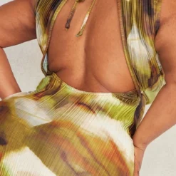 Plus Robe Mi-longue Verte Plissée Tie & Dye Nouée Dans Le Dos -Promos Jupe Éthérée Boutique 8725e256cbb0bef3fd3d3e008dc3df731a7f8dc7 cnd9049 4