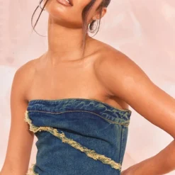 Tall Robe Bustier Mi-longue En Jean Vintage Moyennement Délavé -Promos Jupe Éthérée Boutique 88ac65411253aef35c6c68b2fd6b7eb0a8ce6f86 cnd0554 4