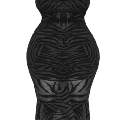 Plus Robe Mi-longue Froncée Dévorée Noire à Col Bénitier -Promos Jupe Éthérée Boutique 8924bff40e5877645a58be16c314fcb4693d7770 cmy4214 6