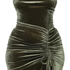 Plus Robe Moulante Volantée En Velours Vert Olive à Bretelles Et Fronces -Promos Jupe Éthérée Boutique 8c91e97f1eedfe980277939e5cbba131bfd6c935 cmt8703 6