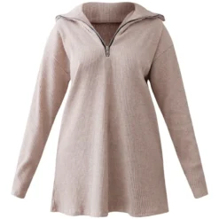 Petite Robe Pull Oversize Côtelée Avoine à Col Montant Et Demi-zip -Promos Jupe Éthérée Boutique 8da068ddf993cea3d6f0603f199420b6be455c66 cnc4742 5