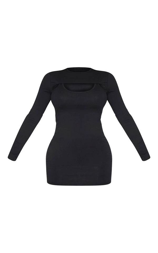 Shape Robe Moulante En Coton Noir à Découpe Et Manches Longues 5 Shape Robe Moulante En Coton Noir à Découpe Et Manches Longues – Image 5