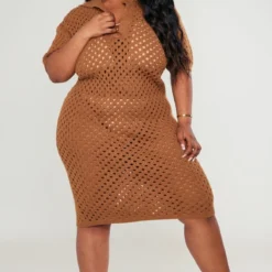 Plus Robe De Plage Mi-longue En Maille Tricot Marron -Promos Jupe Éthérée Boutique 8e0772c3e780b9b2e1a7c36ef6a596143d92222f cnc7356 3