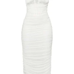 Shape Robe Corset Longue En Mesh Blanc à Fronces -Promos Jupe Éthérée Boutique 8e11f07a5af08976de34113fbbe84ebca3be05c2 cne4654 5