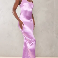 Tall Robe Longue Satinée Lilas
