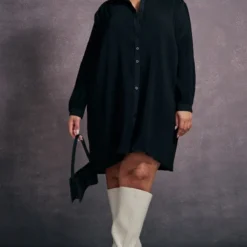 Plus Robe Chemise Oversize Noire Plissée -Promos Jupe Éthérée Boutique 8f311f6cfd222ec867b8813ac183279a2b8c40b7 cnc5106 3