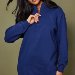 Tall Robe En Sweat Bleu Marine à Zip -Promos Jupe Éthérée Boutique 8fa0deb39401c85c75dc4e48946362358fc567da cnc4009 4