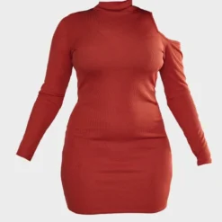 Plus Robe Côtelée Argile Manches Longues à Col Montant Et Découpes -Promos Jupe Éthérée Boutique 902147214e014c4bdf2f69170b95fbfdb3e10417 cnd2479 5