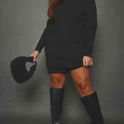 Plus Robe Pull En Maille Tricot Douce Noire à Col Montant 7 Plus Robe Pull En Maille Tricot Douce Noire à Col Montant -Promos Jupe Éthérée Boutique 9205defc5697f664bf12ad180514fd06f429d13c cnb2029 3