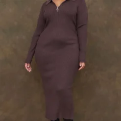 Plus Robe Longue Chocolat à Zip Détail Col -Promos Jupe Éthérée Boutique 9254d0b38ced395146b9ec0b65bbfa003371bfd9 cmz2496 3