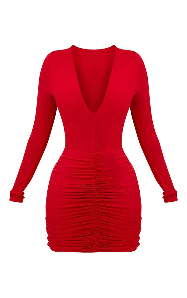Shape - Mini Robe Moulante Froncée Rouge 3 Shape - Mini Robe Moulante Froncée Rouge – Image 3