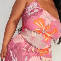 Plus Robe Mi-longue Asymétrique Rose Fleurie Plissée -Promos Jupe Éthérée Boutique 94737f823cd5a55a03d3ff52026abee3e845bdf7 cnd9048 4