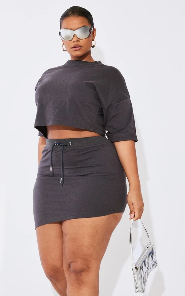 Plus Robe T-shirt Anthracite Découpée 1 Plus Robe T-shirt Anthracite Découpée