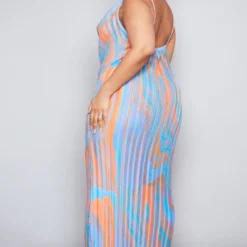 Plus Robe Longue Plissée Imprimé Marbre Bleu à Col Bénitier -Promos Jupe Éthérée Boutique 961b2f68163bc8f1aecf54120086a0675aabcf93 cne2074 2