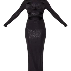 Tall Robe Mi-longue Noire à Sequins Et Découpes Devant -Promos Jupe Éthérée Boutique 96e5e06308fbc34df24603a865bc98a3f2446c6c cna9645 5