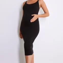 Maternité Robe De Grossesse Mi-longue D'allaitement Noire Côtelée à Contours Et Bretelles Détachables -Promos Jupe Éthérée Boutique 98e3bd2f70eb77f8496fcdb5148edba48125d481 cnd3094 3
