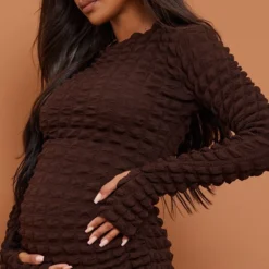 Maternité Robe Longue De Grossesse En Maille Bulle Chocolat Texturée -Promos Jupe Éthérée Boutique 990fa65be3a3ee109230c7ba292e4f9a45187969 cnb3084 4
