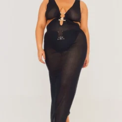 Plus Robe De Plage Longue Découpée Noire à Empiècement Martelé -Promos Jupe Éthérée Boutique 9a61aab8feed83a6dcaf92d772b105c075f63710 cne4126 3