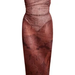 Plus Robe Longue En Mesh Marron Clair à Imprimé Fleuri Et Col Bénitier -Promos Jupe Éthérée Boutique 9af0be9c3b0f0eacddc69d12755ec9aeac212319 cne1023 5