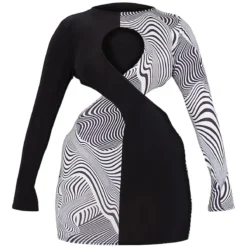 Shape Robe Moulante Imprimé Tourbillons Noir & Blanc à Parties Contrastantes Et Détail Croisé -Promos Jupe Éthérée Boutique 9b486c54900028ee357c70026f98ccd6de60872f cmu8853 6