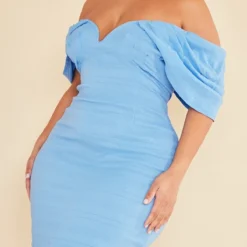 Plus Robe Mi-longue Texturée Bleue à Col Bardot -Promos Jupe Éthérée Boutique 9c7407d16dea5de77c048b950d5c3ddaef6e0f52 cnd2789 4