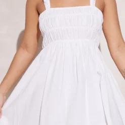 Petite Mini-robe Blanche Effet Lin Froncée -Promos Jupe Éthérée Boutique 9d0e94de5ca0f0024d75a364fd05dd049ab652d2 cne2203 4