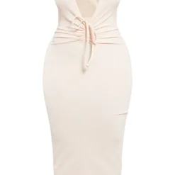 Shape Robe Mi-longue Côtelée Douce Gris Pierre Froncée à Décolleté -Promos Jupe Éthérée Boutique 9d1045242acf5a517cf99b77c29275b285085304 cnb7703 5