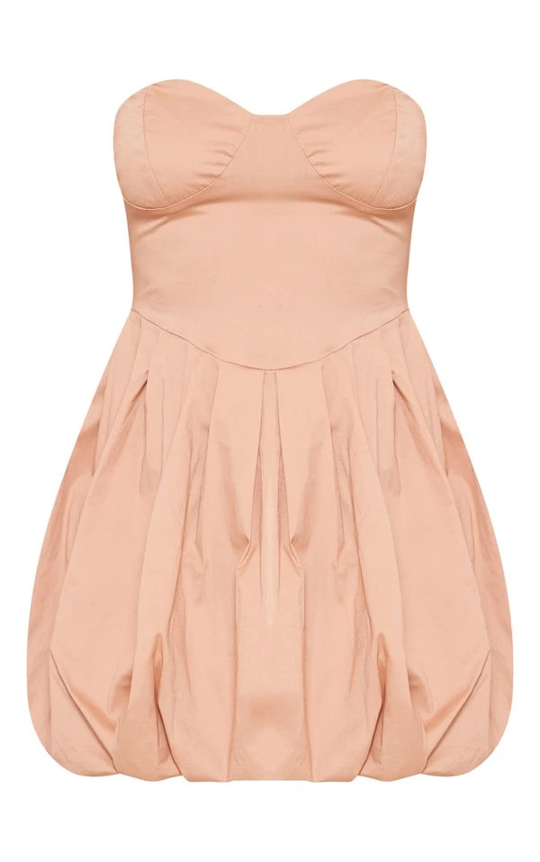 Petite Robe Bouffante Camel à Détail Bonnets 5 Petite Robe Bouffante Camel à Détail Bonnets – Image 5