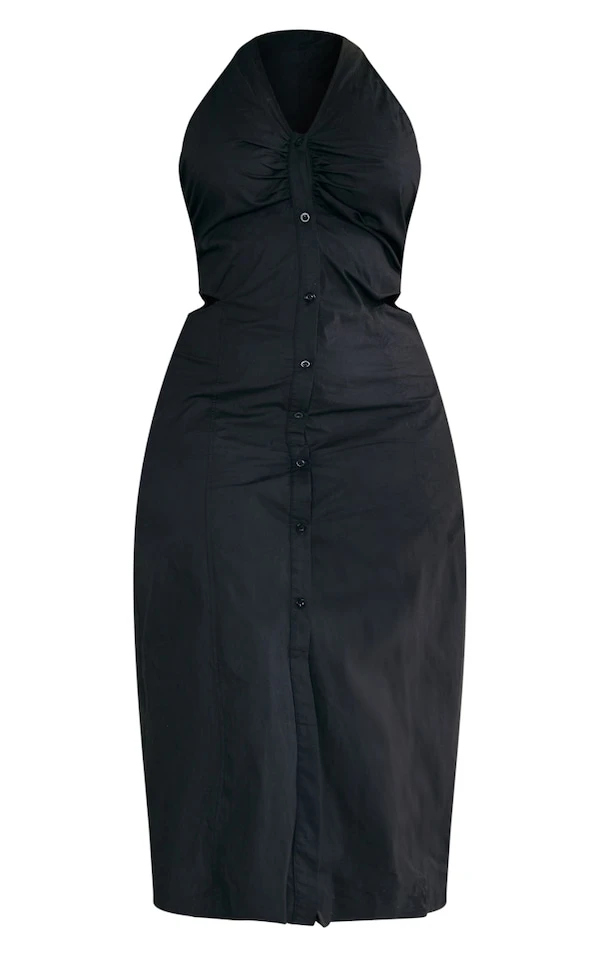 Plus Robe Chemise Mi-longue Sans Manche En Popeline Noire 5 Plus Robe Chemise Mi-longue Sans Manche En Popeline Noire – Image 5