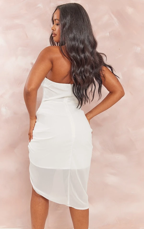 Shape Robe-corset Mi-longue Sans Manches Blanche à Fronces 2 Shape Robe-corset Mi-longue Sans Manches Blanche à Fronces – Image 2