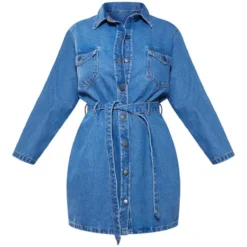 Plus Robe En Jean Bleu Moyennement Délavé Effet Javélisé à Taille Nouée -Promos Jupe Éthérée Boutique 9f7390b0dad3fabb58db74f8e78ba1e2968108d5 cna1211 5