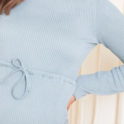 Maternité Mini-robe De Grossesse Bleu Acier à Nouer Sur La Taille -Promos Jupe Éthérée Boutique 9fca164c348376c879b18ea31006b7d13193469c cmp6558 5