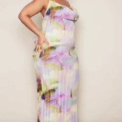 Plus Robe Longue Plissée Imprimé Aquarelle Lilas à Col Bénitier -Promos Jupe Éthérée Boutique a0e1ed61faa2fa7929ec529be16fe4ab5f81a005 cne2075 3