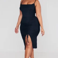 Plus Robe Mi-longue En Jersey Doux Froncé Noir à Col Bénitier -Promos Jupe Éthérée Boutique a14fda82426e565e679ba03492befa0f7ac6b6cd cnc5130 3