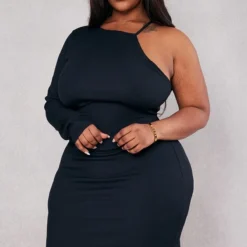 Plus Robe Moulante Asymétrique Noire Découpée -Promos Jupe Éthérée Boutique a221d6e1e168eb47df18e1e1afab38326929987a cnc5244 3