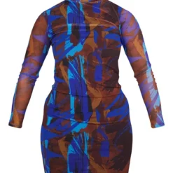 Shape Robe Moulante Bleue En Mesh Imprimé Abstrait à Col Haut -Promos Jupe Éthérée Boutique a22601d8a0e25013332a3b8cb2719f8b945caec2 cmv2765 6