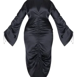 Plus Robe Longue Moulante Décolletée Satinée Froncée Noire -Promos Jupe Éthérée Boutique a35b03f23e64c3b03aefe777c06dca331a8d2f6f cmt2532 6
