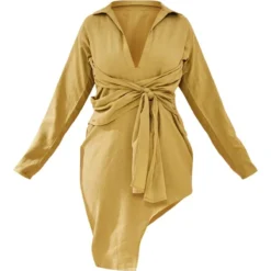 Plus Robe Chemise En Effet Lin Vert Olive à Liens Autour De La Taille -Promos Jupe Éthérée Boutique a3c9004ccdf0a85887efa93fdff21c147d13ea91 cnd6507 5