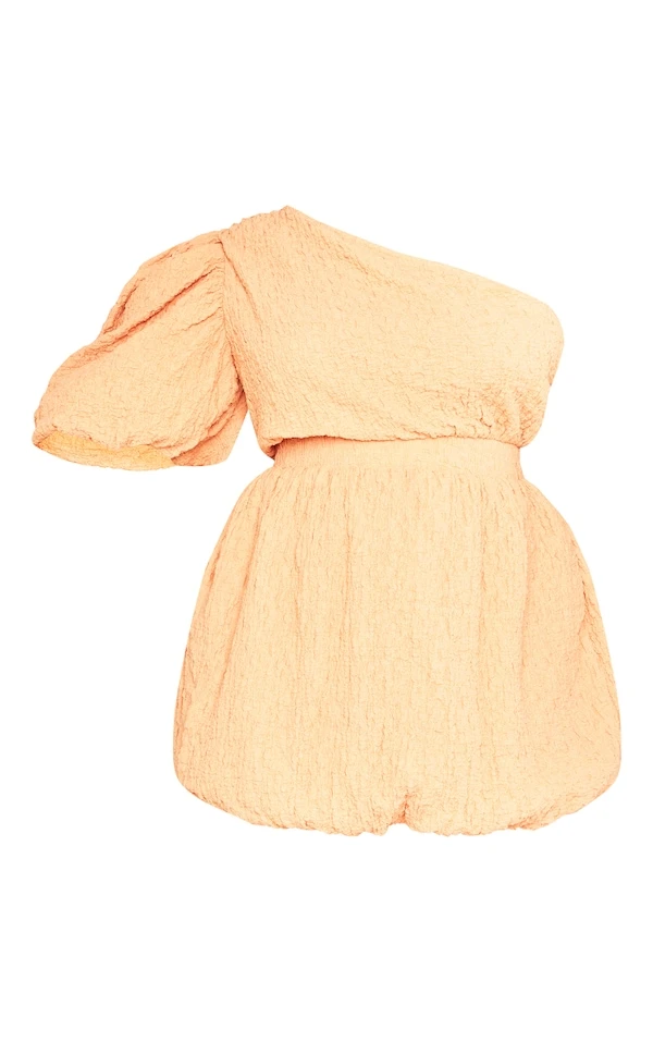 Plus Robe Bouffante Texturée Pêche à épaule Unique 5 Plus Robe Bouffante Texturée Pêche à épaule Unique – Image 5